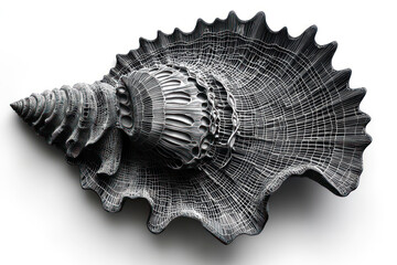 Fototapeta premium a complex and detailed seashell relief, executed in a monochrome palette. 
