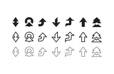 Arrow Icon Designs for Web and Graphic Projects Unique Minimalist Arrow and Circular Icon Set for UI Design