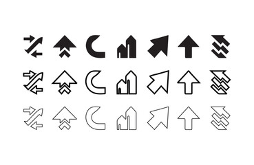 Arrow Icon Designs for Web and Graphic Projects Unique Minimalist Arrow and Circular Icon Set for UI Design