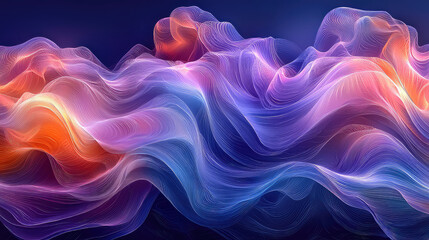 Obraz premium Abstract colorful flowing wave pattern, dynamic energy lines, vibrant hues, digital art, design element.
