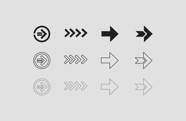 Arrow Icon Designs for Web and Graphic Projects Unique Minimalist Arrow and Circular Icon Set for UI Design