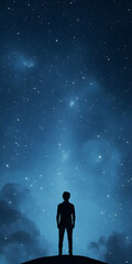 Fototapeta premium A person standing under a glowing sky filled with stars, representing their journey toward emotional resilience.