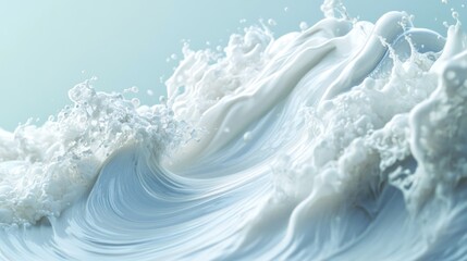 Creamy wave splash, blue background, food ad