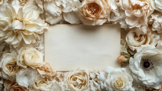 Elegant floral border with blank canvas for text in soft romantic setting