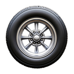 Classic Steel Rim with Radial Tire Isolated on Transparent Background