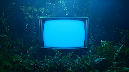 Underwater tv display ocean depths surreal art lush environment abstract viewpoint concept of isolation
