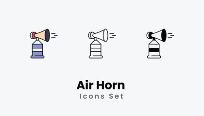 Air Horn  Icons thin line and glyph vector icon stock illustration
