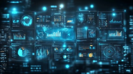 Fototapeta premium Digital Dashboard Displays Data Analytics And Global Metrics