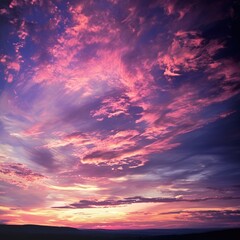 Fototapeta premium Mesmerizing sunset over serene landscape nature photography evening skies peaceful atmosphere