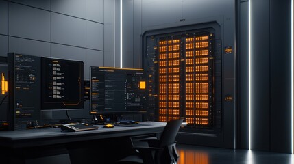 Futuristic Server Room Interior