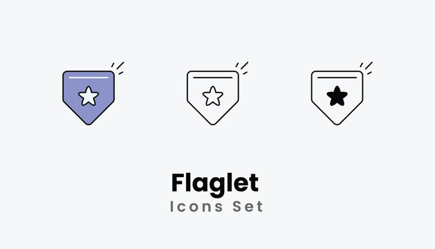 Flaglet  Icons thin line and glyph vector icon stock illustration