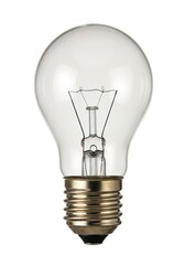 A light bulb is lit up and is sitting on a white background AI generated