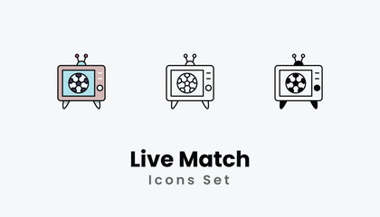Live Match Icons thin line and glyph vector icon stock illustration