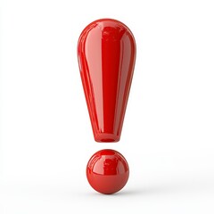 Vibrant Red 3D Exclamation Point on White Background: Attention-Grabbing Symbol