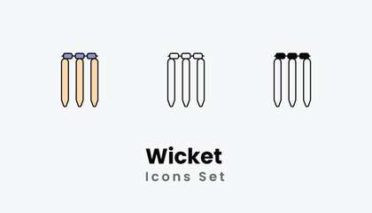 Wicket  Icons thin line and glyph vector icon stock illustration