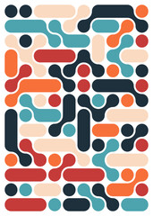 Abstract Mosaic Featuring Colorful Shapes and Patterns in Modern Art Design