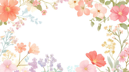 Elegant Pastel Flower Wreath with Blank Space for Personalization