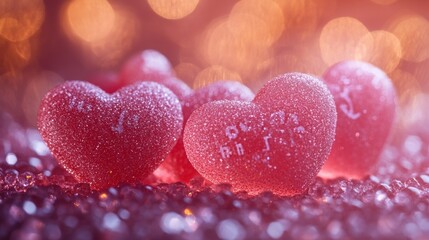Obraz premium Romantic sugared hearts bokeh background Valentine's