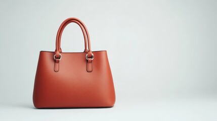 A stylish red handbag on a minimalist background, emphasizing fashion and accessories.
