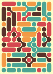 Colorful Geometric Abstract Art with Retro-Inspired Patterns Design