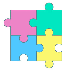 Rompecabezas de colores de cuatro piezas