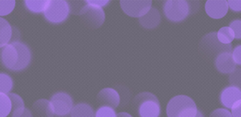 Purple bokeh frame, blurry background, festive decoration. Vector illustration.