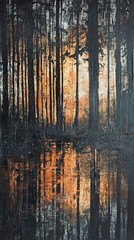 Autumnal Forest Reflecting In Still Water