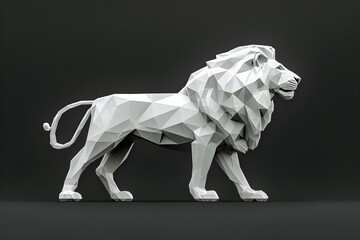 Obraz premium Create a 3D model of a White Lion in a simplified geometric style.