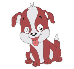 Adorable Cartoon Dog Isolated on White Background Cute Pet Illustration.