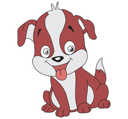 Adorable Cartoon Dog Isolated on White Background Cute Pet Illustration.