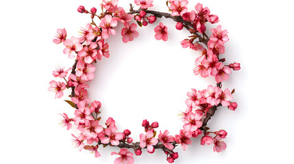 Wreath of Delicate Cherry Blossoms in Full Bloom with Center Space