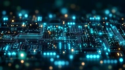 Obraz premium Abstract Digital Circuitry Glowing Brightly In The Dark