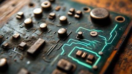 Dusty Old Electronic Circuit Board Components