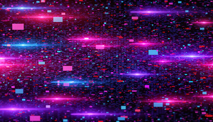 Obraz premium Futuristic digital background with glowing purple and blue lights