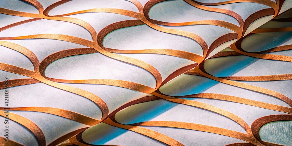 Aufkleber a patterned fabric with a gold and white design
