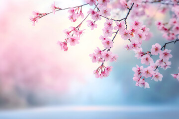 Fototapeta premium serene dawn cherry blossom roadway