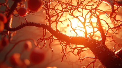 Abstract depiction of branching structures with light.