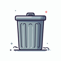 Grey Metal Trash Can Illustration