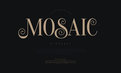 Mosaic typography beauty fashion elegant minimalist serif italic fonts decorative wedding vintage retro logos. Minimal luxury font alphabet logo. Vector illustration