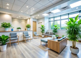 Modern Medical Clinic Interior: Sleek Design & Abundant Greenery