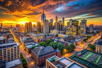 Fototapeta premium High-angle cityscape photography captures a stunning urban panorama.