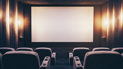 Fototapeta premium A modern luxury cinema room with soft velvet chairs