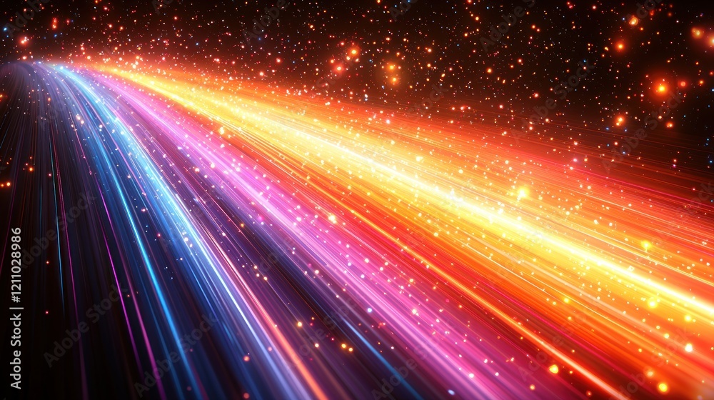 Canvas Prints dynamic streaks of light and glowing particles in vibrant hues
