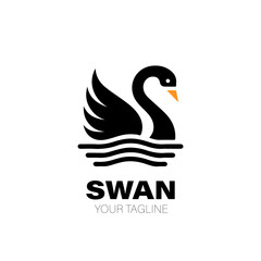 Swan Logo. Swan Logo Design. Swan Logo Brand. Swan Logo Vector Design Isolated on White Background
