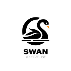 Swan Logo. Swan Logo Design. Swan Logo Brand. Swan Logo Vector Design Isolated on White Background