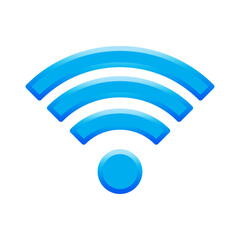 Wi Fi icon. Blue signal waves. Connection symbol. Wireless network vector.