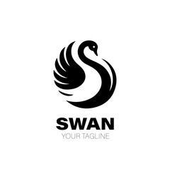 Naklejka premium Swan Logo. Swan Logo Design. Swan Logo Brand. Swan Logo Vector Design Isolated on White Background