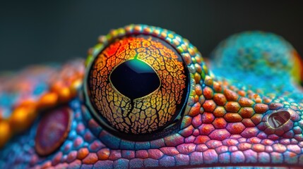 Frog's Skin: A detailed look at the textured, bumpy surface of a frog&rsquo;s skin, covered in moisture and vibrant colors that help it blend into its environment.
