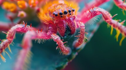 Insect Legs: A close-up view of tiny hairs, joints, and claws on an insect’s legs, revealing the intricate details and specialized features of its anatomy.
