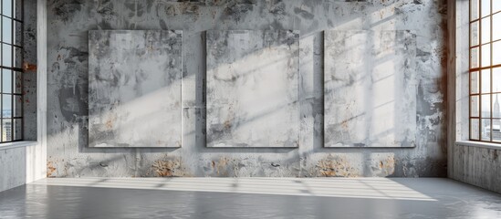 Empty Room with Three Blank Canvases